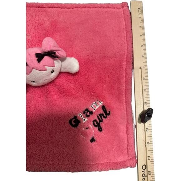 Baby Gear Glam Girl Security Pink Plush Lovey Blanket With Bow Embroidery - Picture 9 of 9